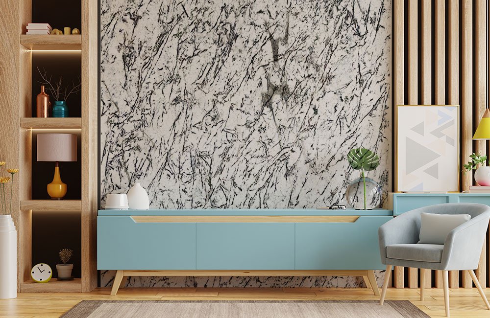 Alaska white granite wall