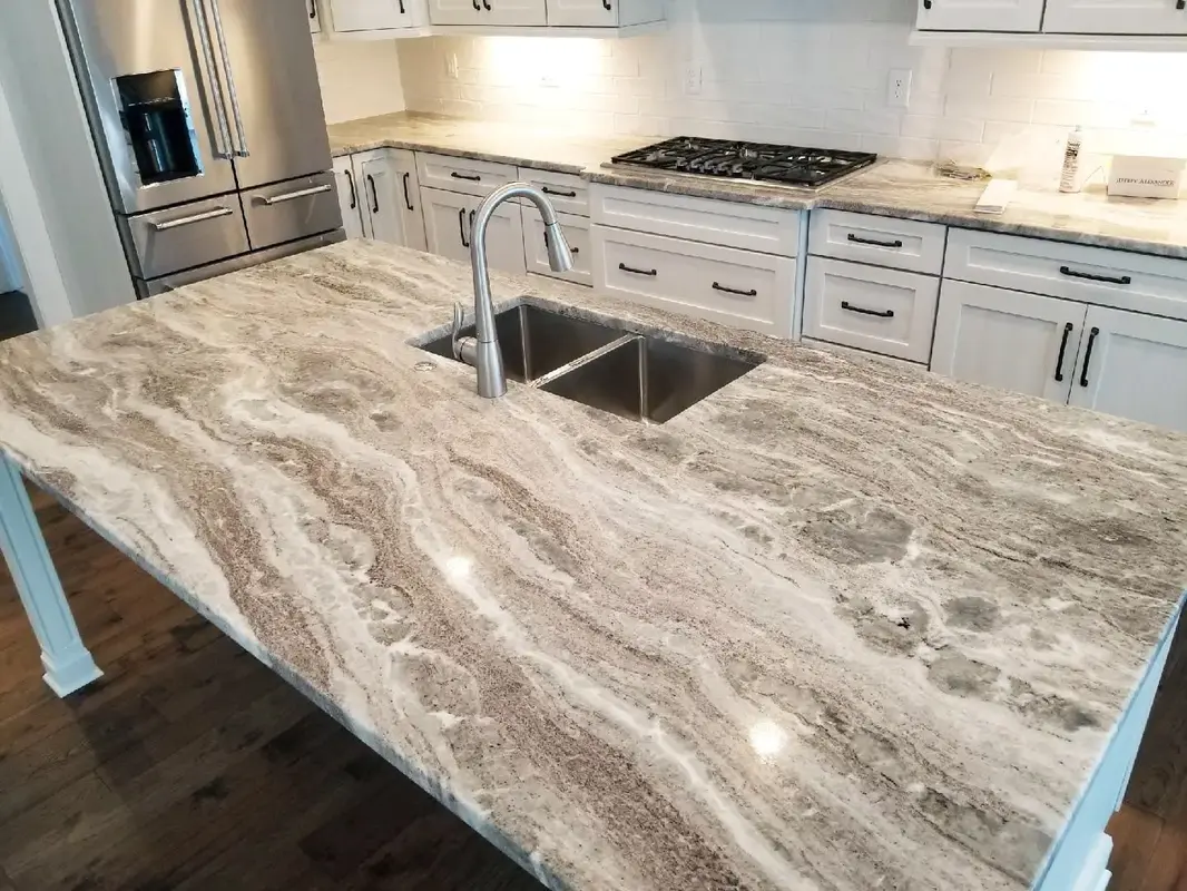 fantasy brown quartzite island countertop