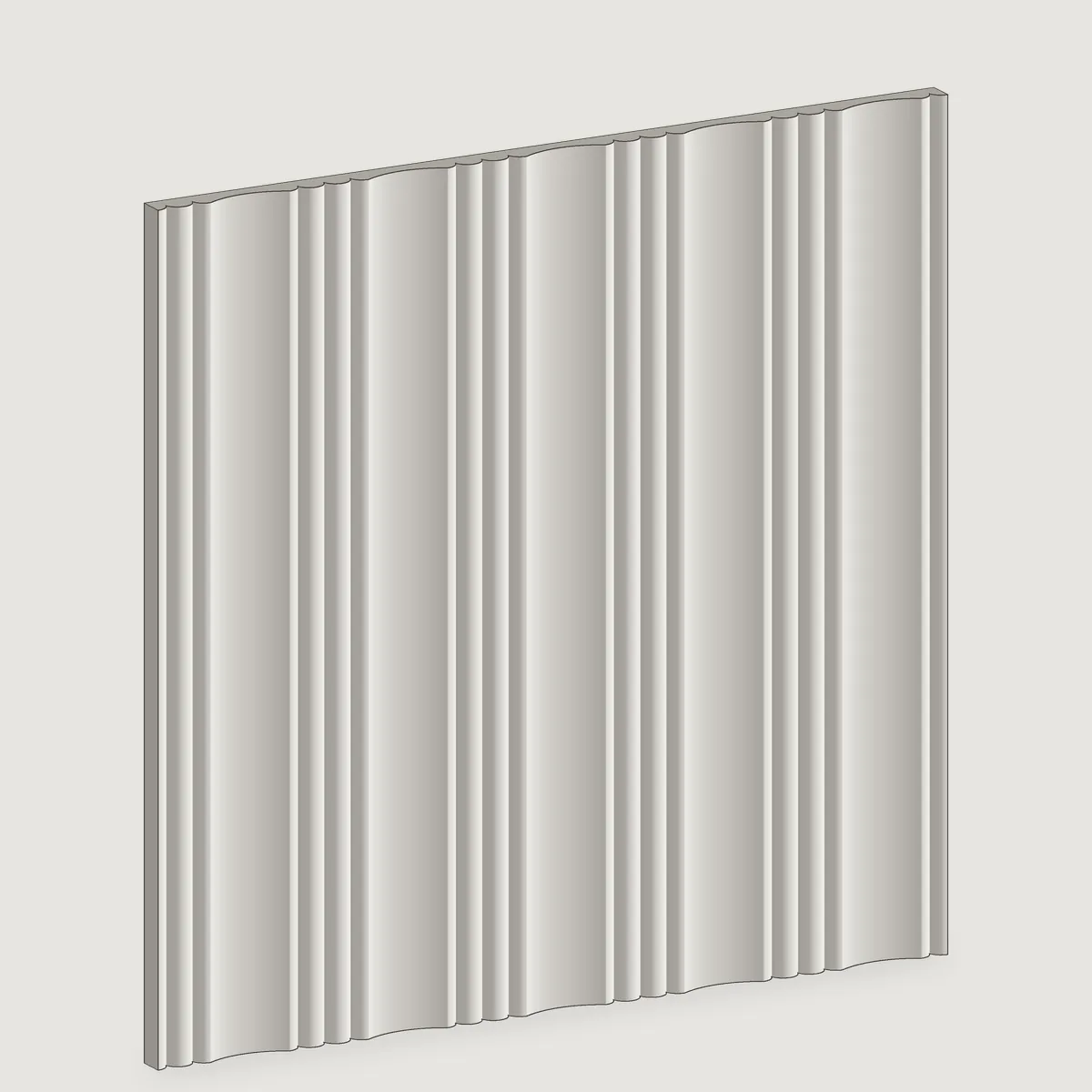 Cove Reed fluted stone wall panel, isometric view