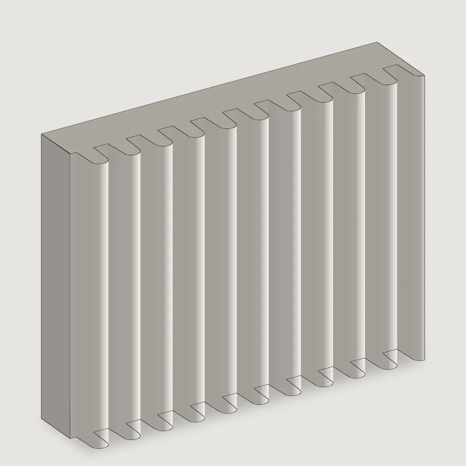 Carved edge of the Venezia fluted stone panel
