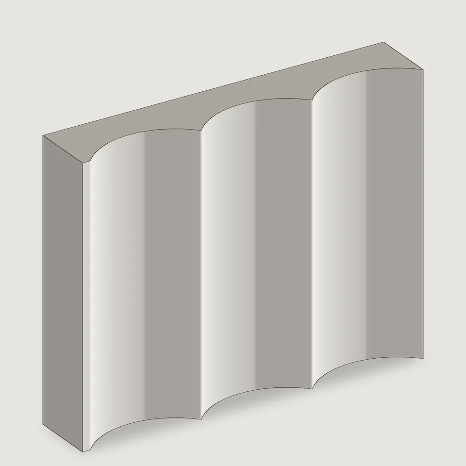 Carved edge of the Siena fluted stone panel