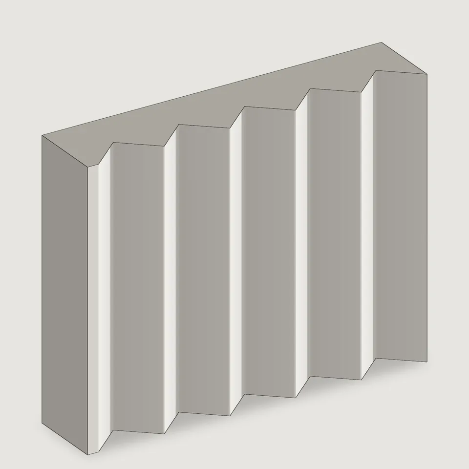 Carved edge of the Verona fluted stone panel