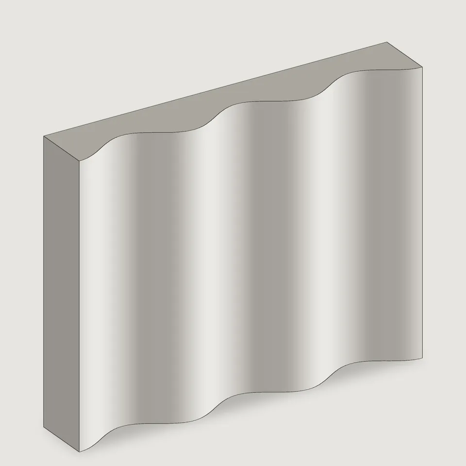 Carved edge of the Garda fluted stone panel