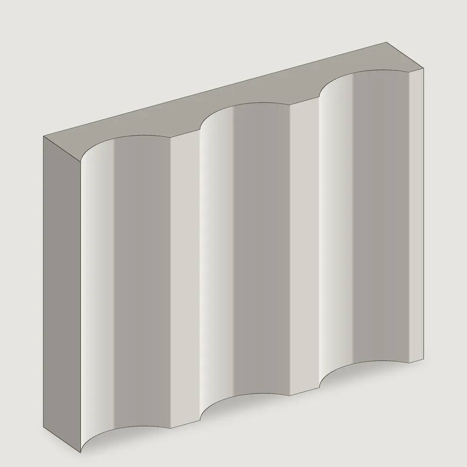 Carved edge of the Parma fluted stone panel