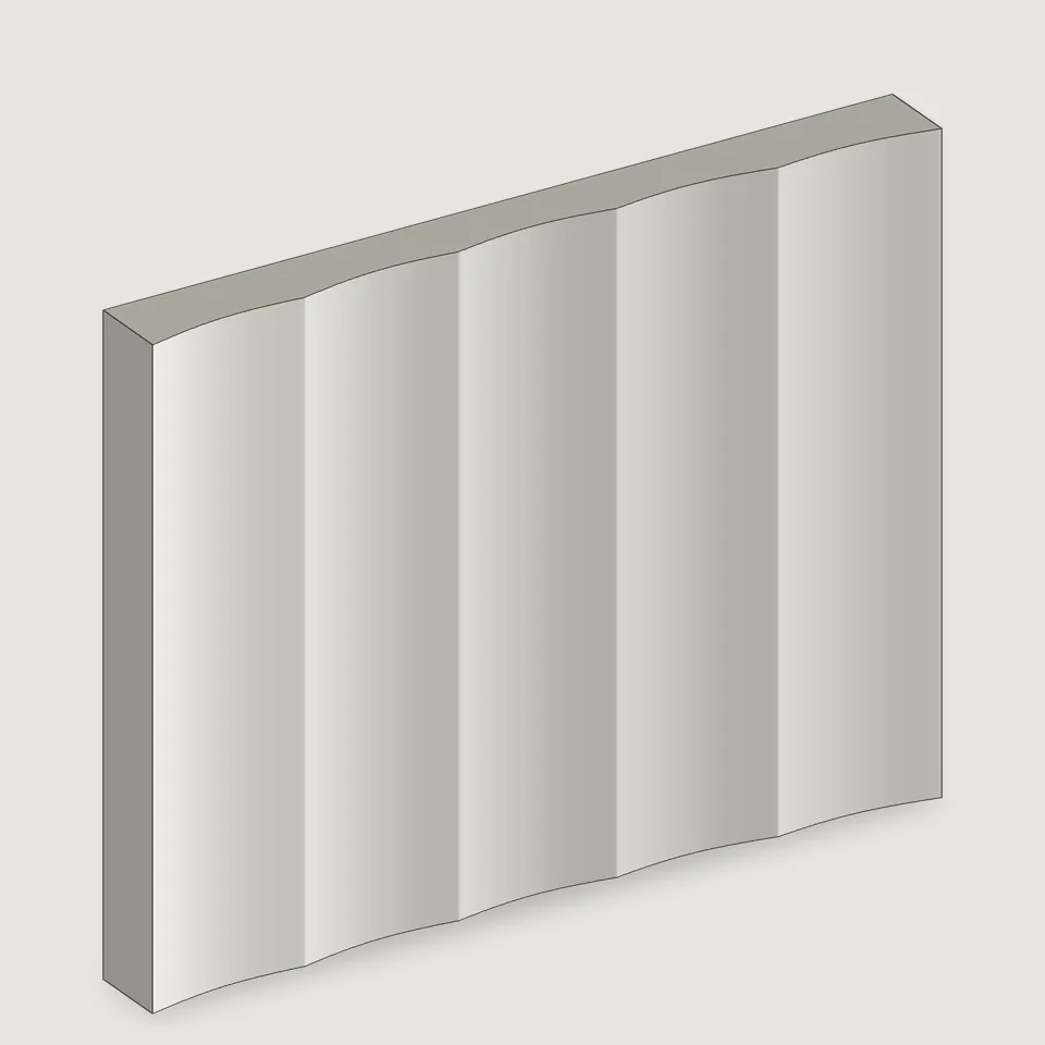 Carved edge of the Cadence I fluted stone panel