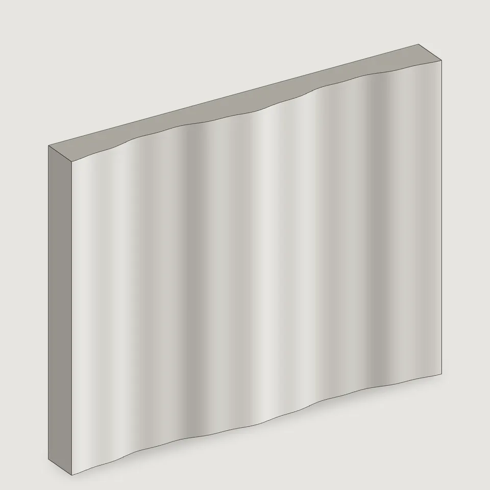 Carved edge of the Ripple Wave fluted stone panel