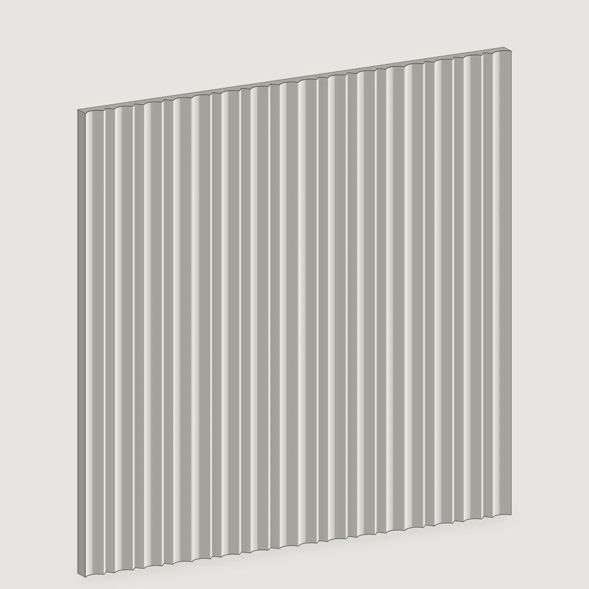 Scallop & Notch fluted stone wall panel, isometric view