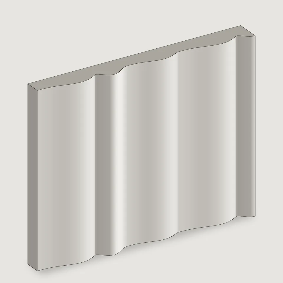 Carved edge of the Swell & Crest fluted stone panel