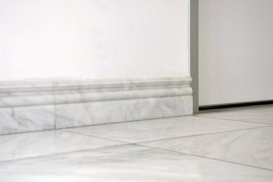 Marble floor skirting at the wall and floor junction