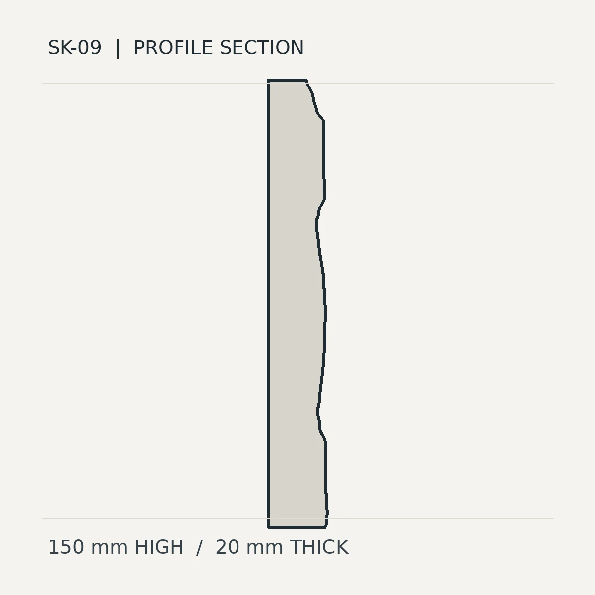 Chamfered Cove (SK-09) technical cross-section preview, not finished stone photography