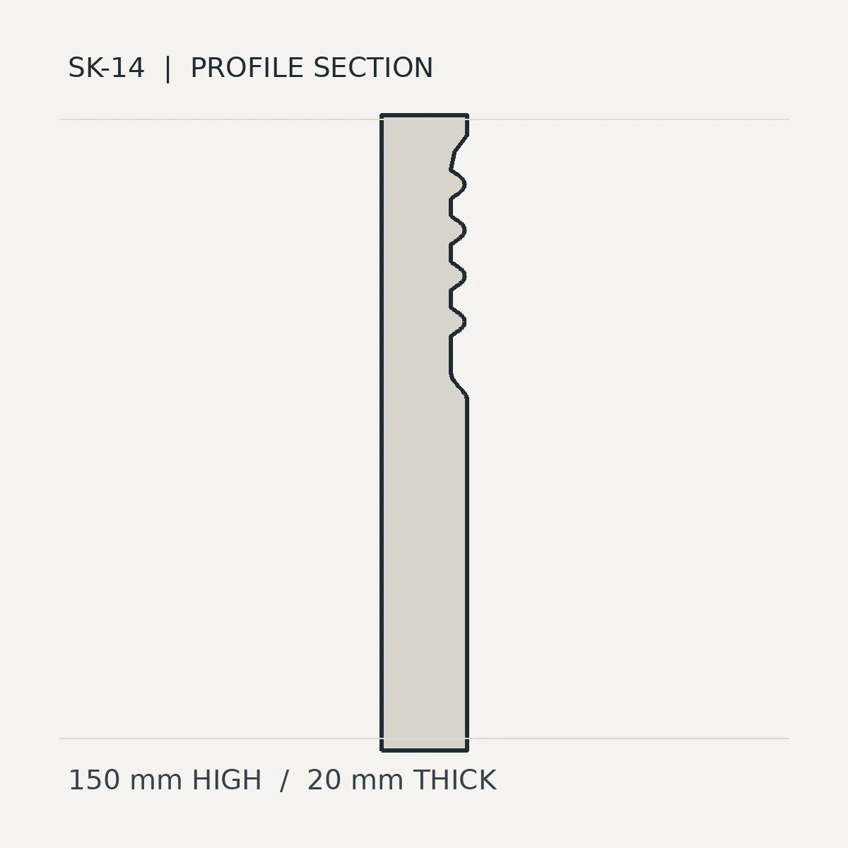 Reeded Crest (SK-14) technical cross-section preview, not finished stone photography