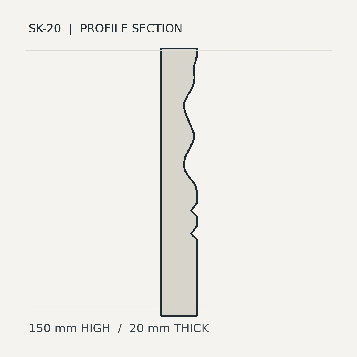 Ribbon Ogee (SK-20) technical cross-section preview, not finished stone photography
