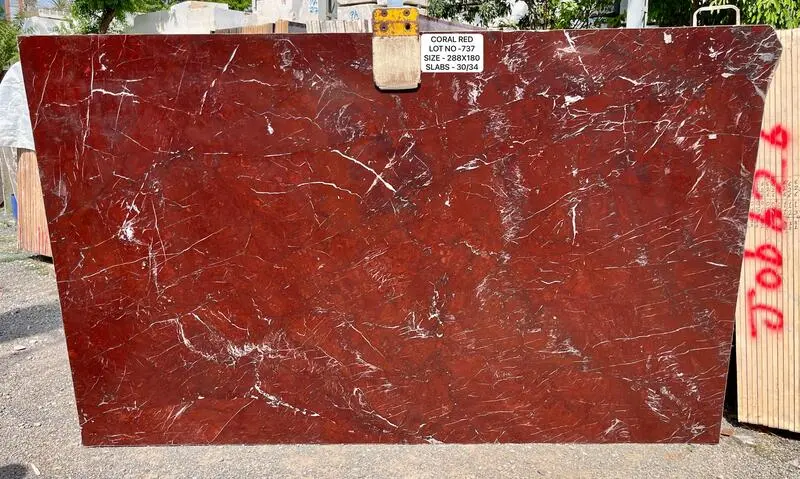 coral red quartzite slab 1