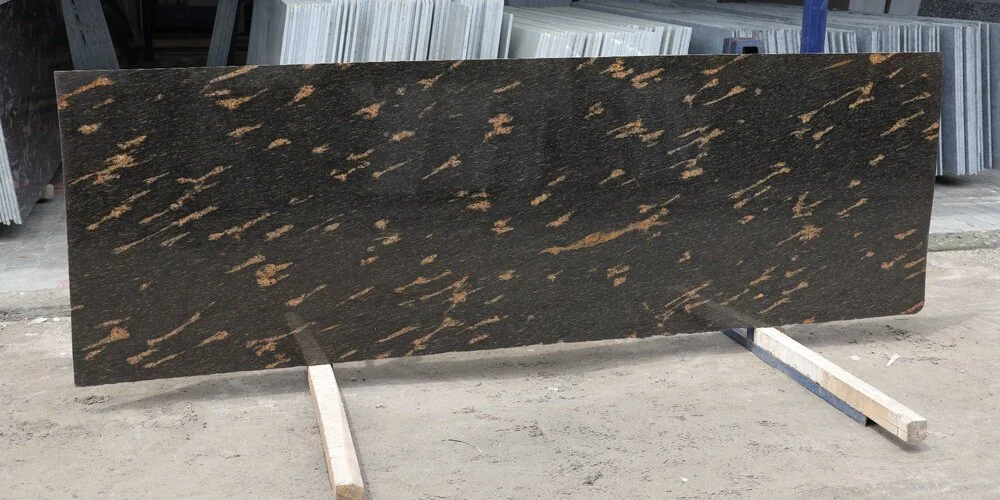 fish gold granite slab