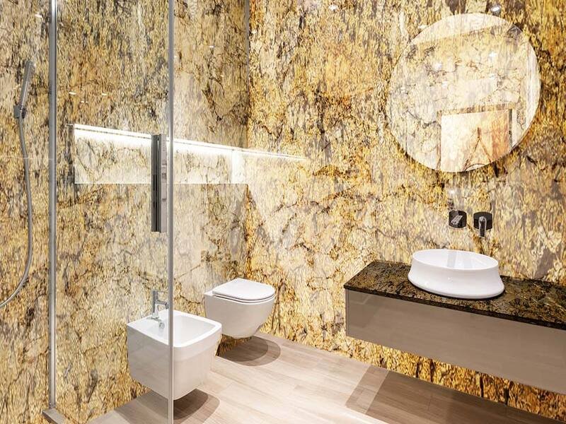 Alaska gold granite bathroom wal