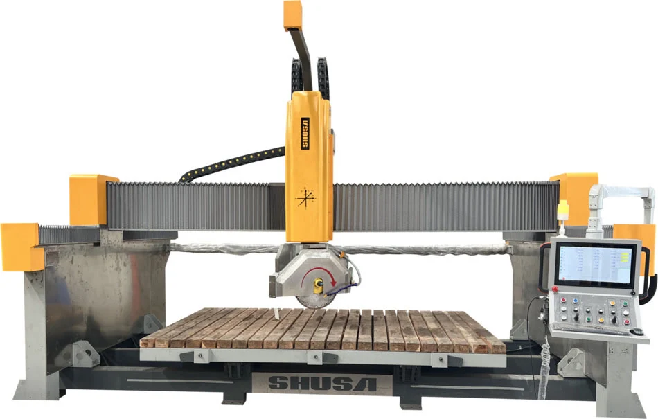 Industrial 5-axis CNC bridge saw used for factory granite processing and prefabrication
