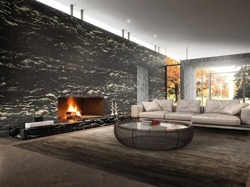 Revestimiento de pared exterior de granito negro