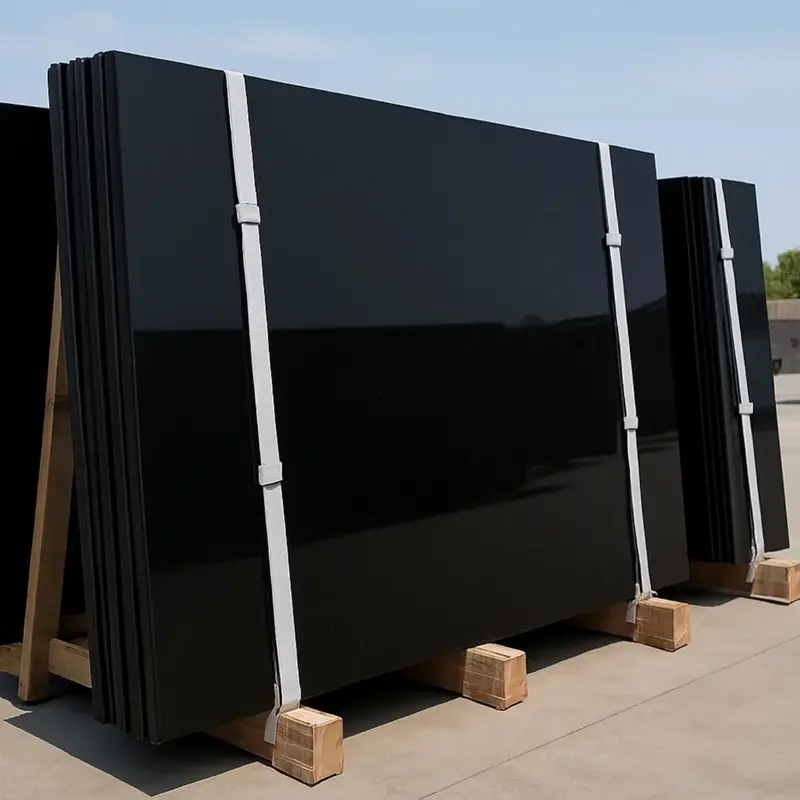 Large Absolute Black granite slab, polished