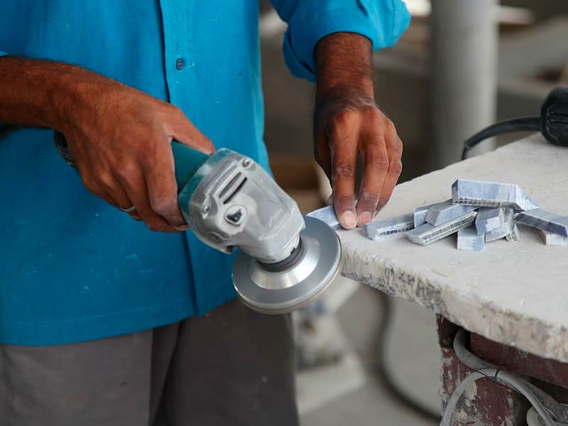 manual granite cutting